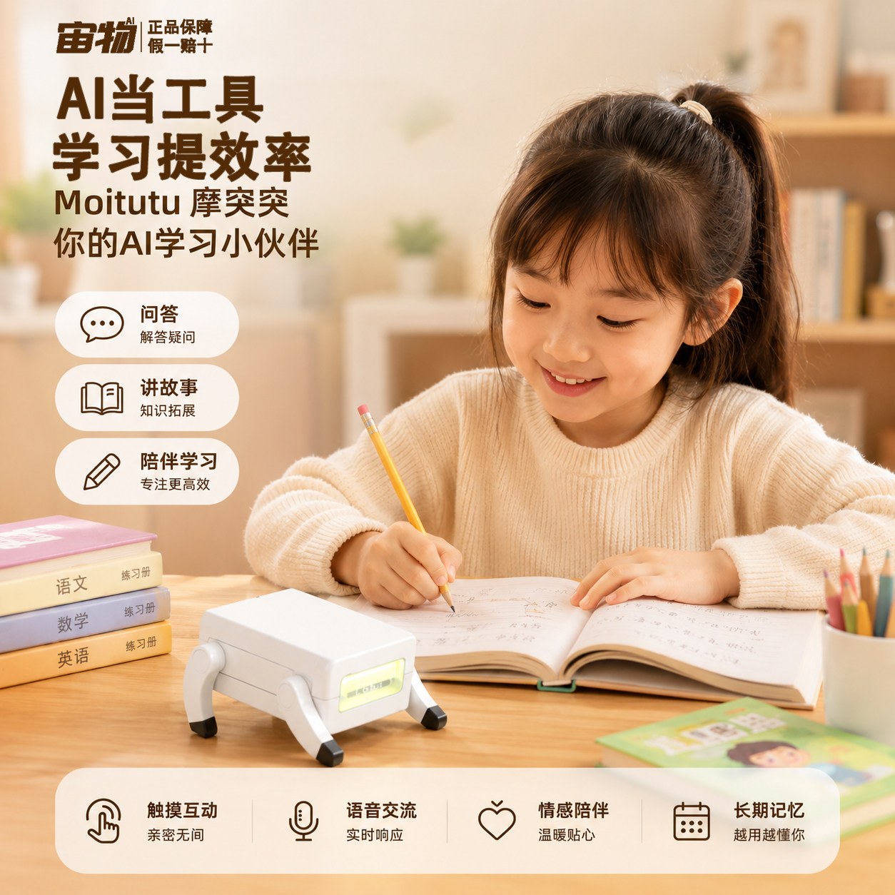 AI摩突突智能电子宠物养成机器小狗2026新款陪伴儿童男孩桌面电动机械人工电子宠物送礼moitutu玩具生日礼物