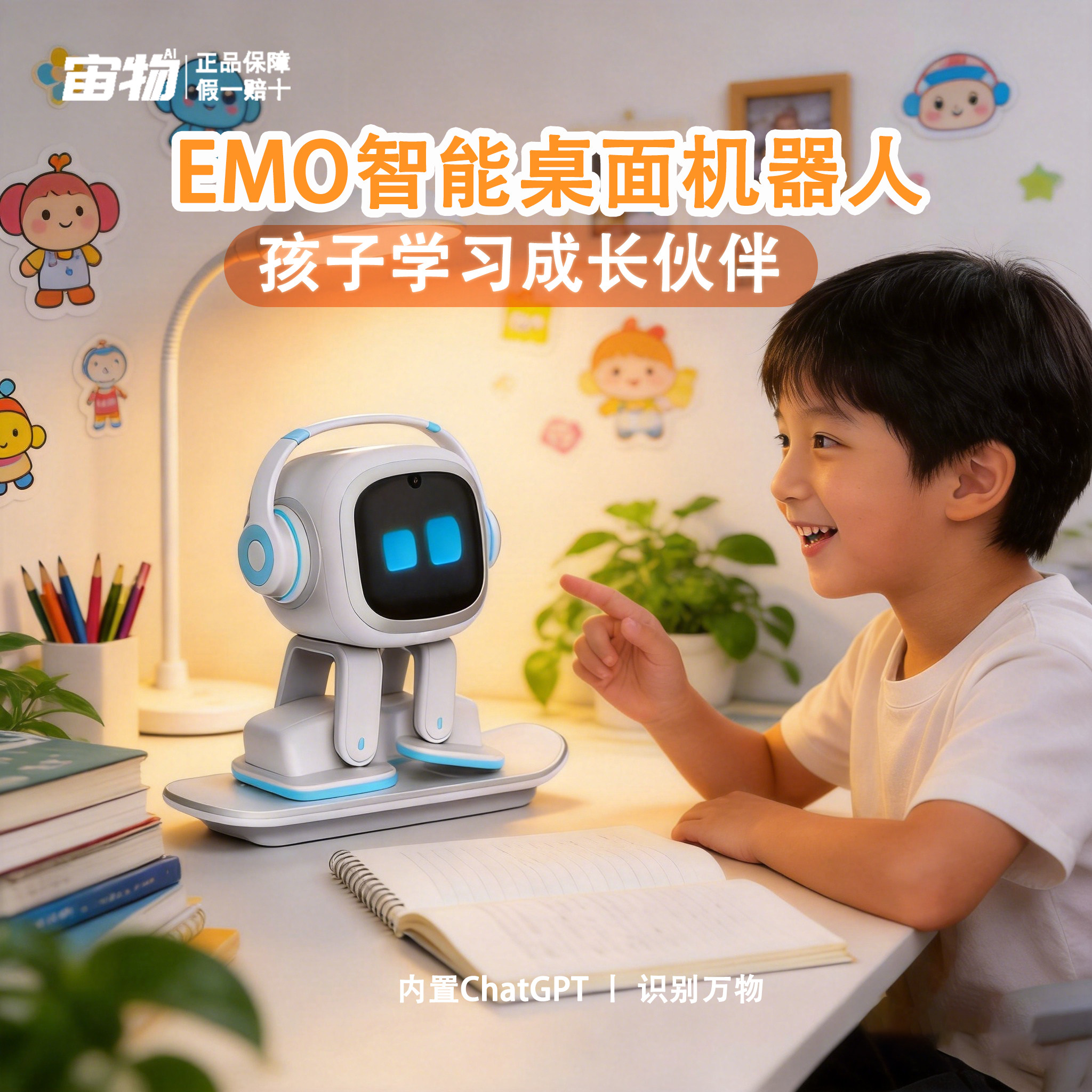 宙物emo智能情感互动机器人桌面语音情感电子宠物AI陪伴支持中文命令官方正品儿童生日陪伴礼物新款智能机器