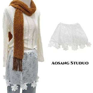 秋冬雪花小屁帘蕾丝半身裙遮屁股多巴胺网纱罩裙纱裙卫衣叠穿内搭