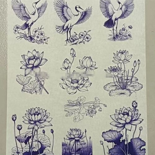 葫芦玉竹转印稿仙鹤荷花  带x1瓶10毫升转印油图高7-9厘米左右