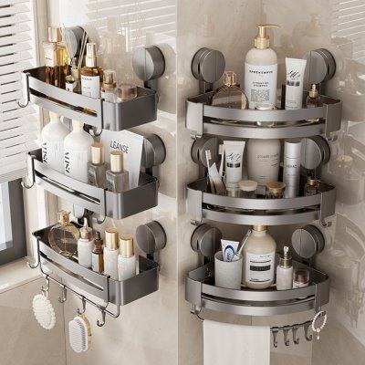 卫生间吸盘三角置物架浴室转角洗漱台洗手间墙上壁挂厕所收纳架9,家装主材,卫浴置物架,淘宝优惠券,粉丝福利购,淘宝优惠卷