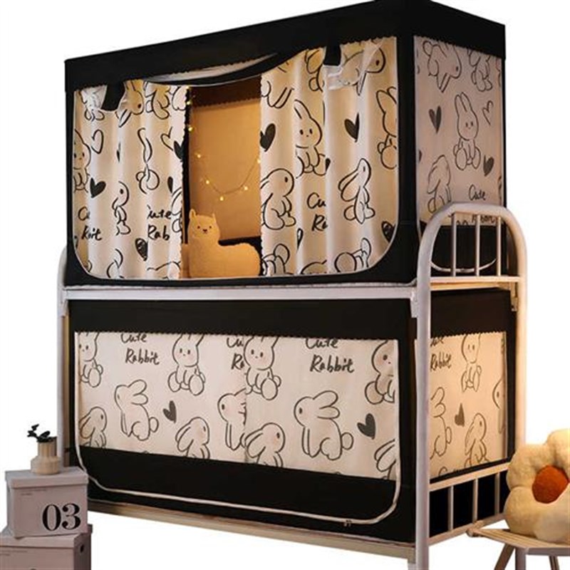 学生宿舍床帘蚊帐一体式遮光大学上铺上下J铺男支架防尘顶全封闭w