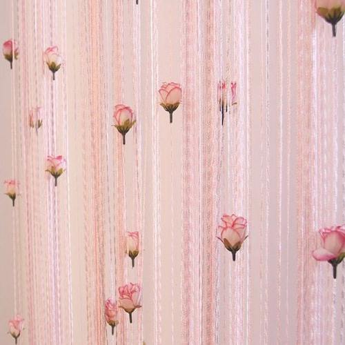 包邮 高档豪华加密玫瑰花线帘 门帘 带花线帘 扁银花帘 挂帘窗帘