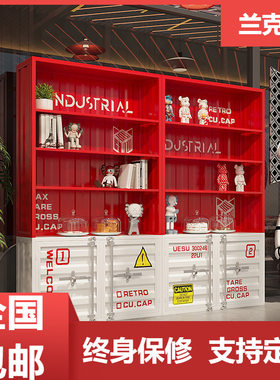 网红产品展示陈列柜子书桌工业风铁艺创意书柜商用潮玩置物架