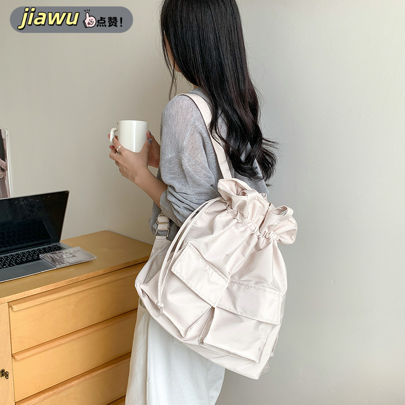 新款 日韩尼龙高级感单肩双肩包两用ins包包大容量女简约背包书包