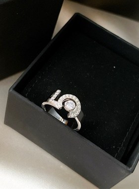 S925银数字5字戒指经典优雅大方气质欧美潮流时尚休闲百搭女戒子