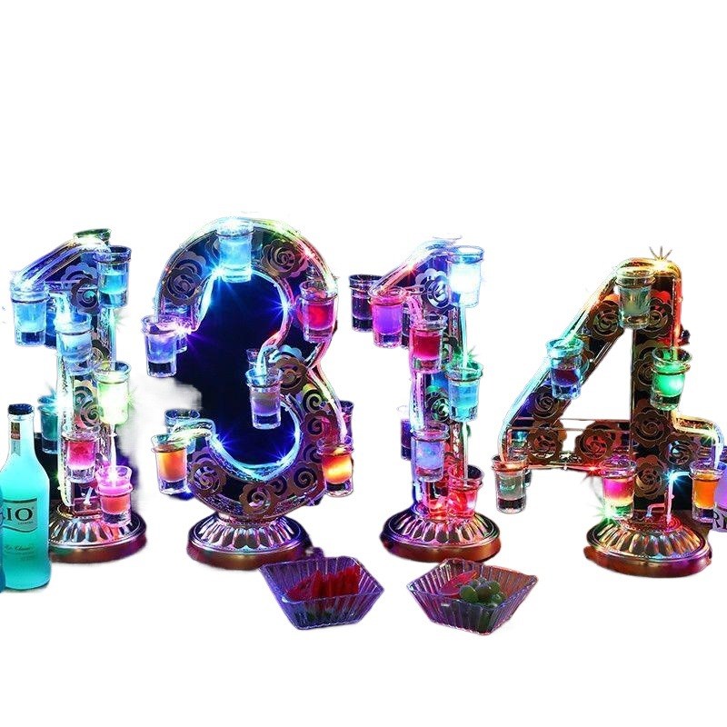 鸡尾酒架子发光创意酒吧KTV鸡尾酒杯架香槟酒架心形子弹杯架