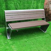 不锈钢公园户外长椅防腐实木塑木休闲庭院露天广场长条凳公共椅子