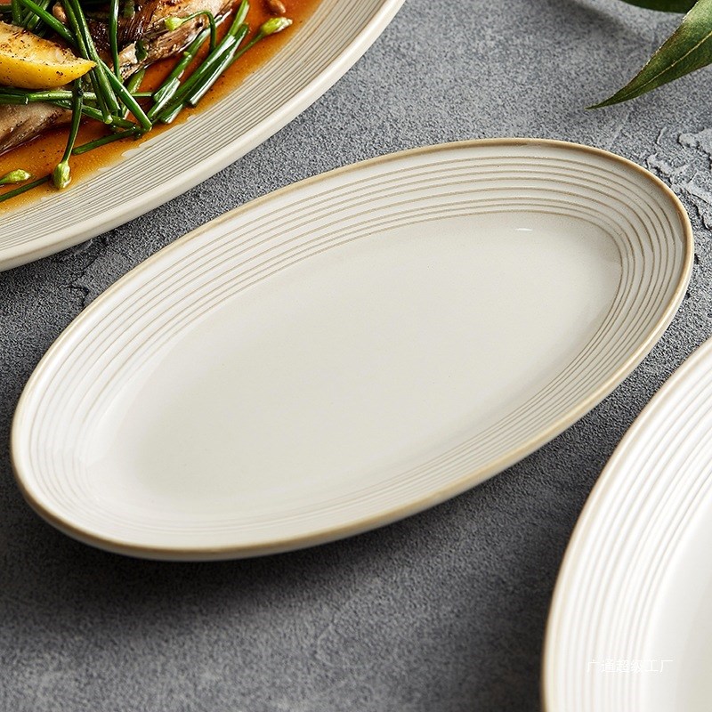 深鱼盘家用蒸鱼碟大盘子碗轻奢2025新款网红感餐具耐高温菜盘