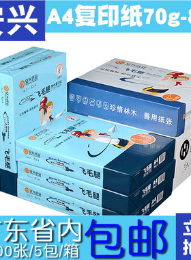 7兴飞毛腿复印纸a4纸打印安0g纸500张一包80g白色整箱5包A5纸双面