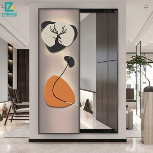 推拉隐藏式全身镜挂画隐形穿衣镜装饰画玄关画可遮挡暗藏带镜子画