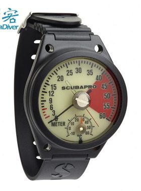 Scubapro Depth Gauge 腕式潜水深度表机械夜光刻度内置温度60米