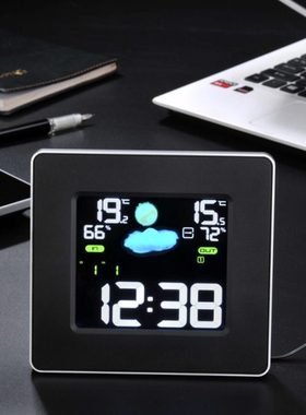 香港NiD彩色多功能天气预报闹钟客厅电子钟床头静音现代欧式座钟