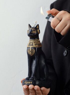 kako埃及猫招财香薰蜡烛高级安德森猫摆件乔迁送礼男生生日礼物
