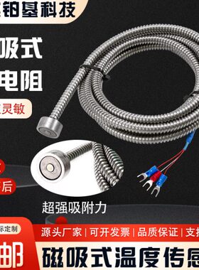 PT100磁吸式热电阻高温强磁铂电阻金属软管保护煤炭感温吸附探头