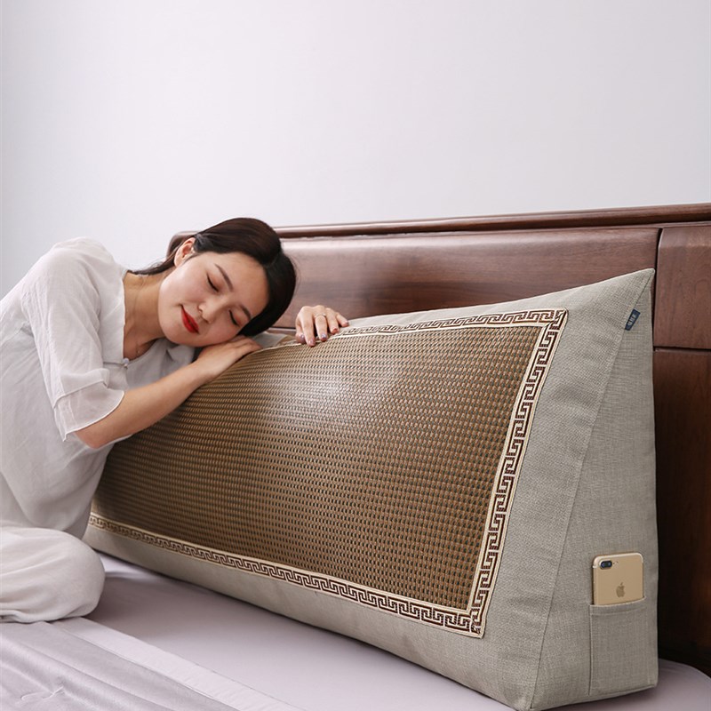 61K3床头靠垫软包夏季床上实木床大靠背垫夏天冰藤榻榻米三角靠枕