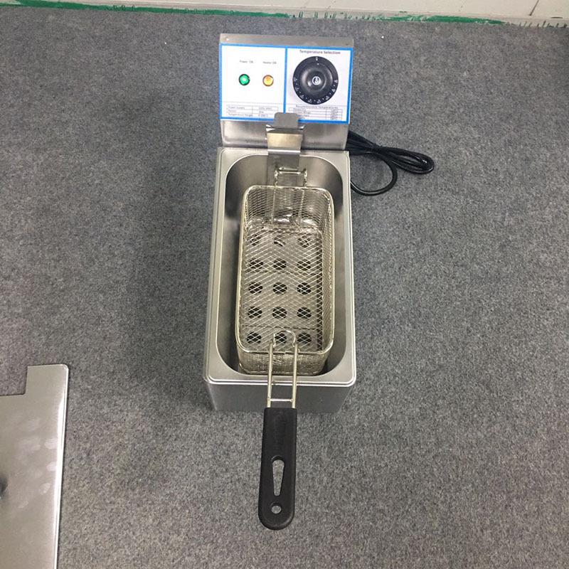 4升小型电炸炉商用台式单缸炸薯条电炸炉不锈钢台式电炸炉