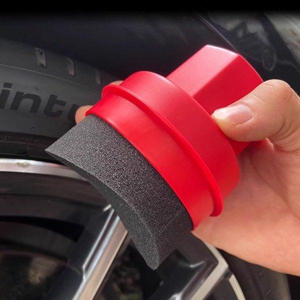 MX外销版汽车轮胎打蜡海绵带盖子可收纳手柄便捷打蜡弧形轮胎海绵