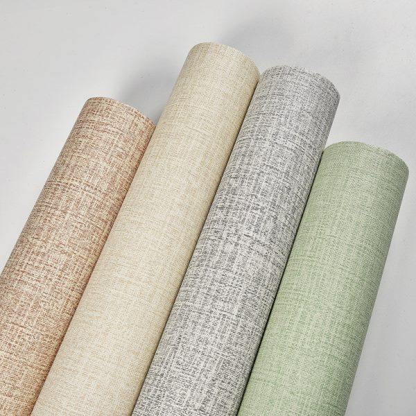 加厚麻布纹墙纸自粘防水防潮纯色客厅卧室家用自带胶壁纸宿舍装饰