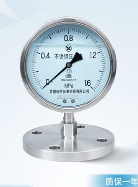 YNTP150BF DN50耐震不锈钢法兰式隔膜压力表单法兰防腐隔膜压力表