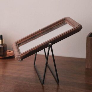 台式化妆镜可翻转桌面梳妆镜简约家用木质镜现代中式复古风镜子