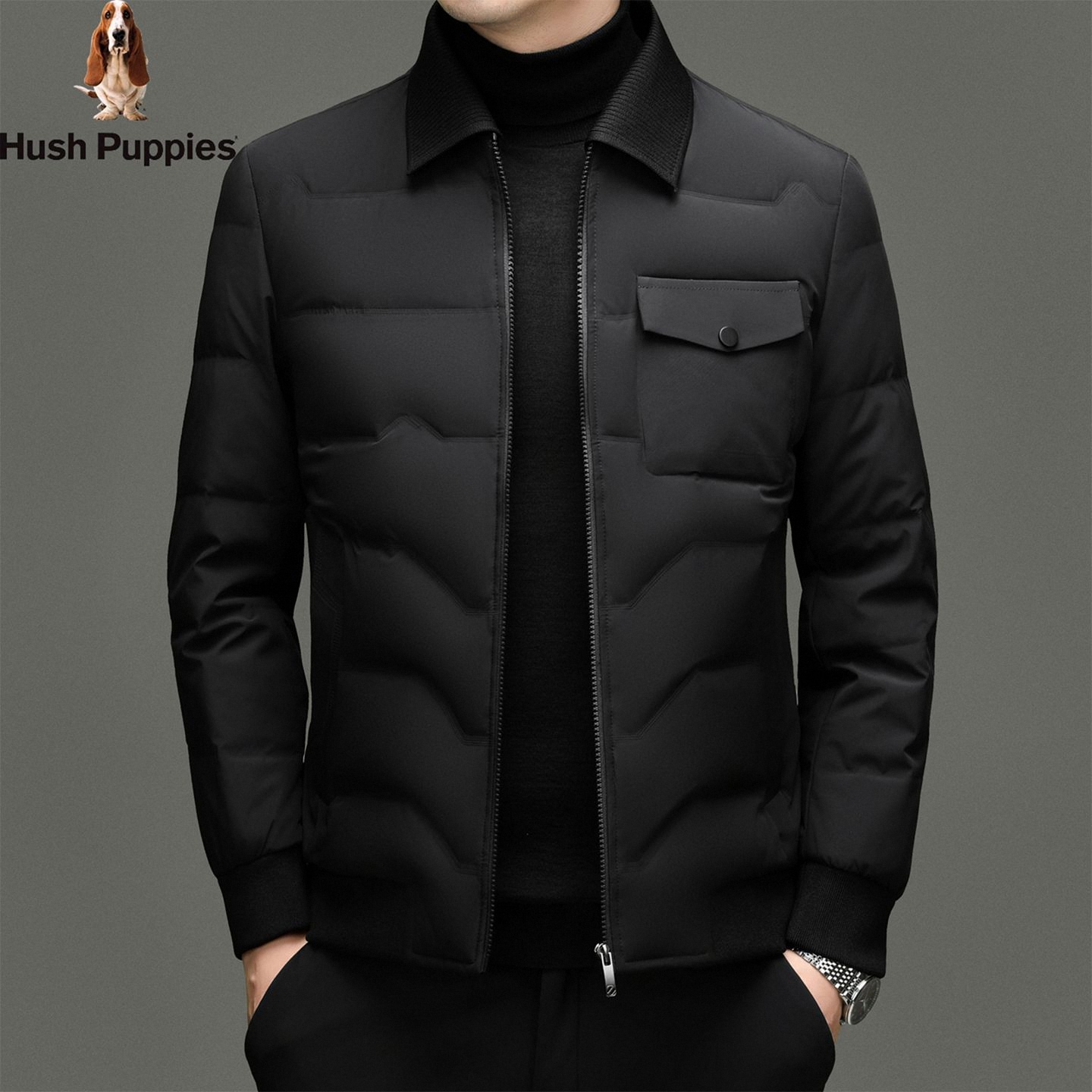 收口袖商务休闲中国鸭绒黑色日常