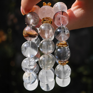 矣太 孤品糖果色胶花手链珠宝18k金天然水晶手串简约手饰 雾隐