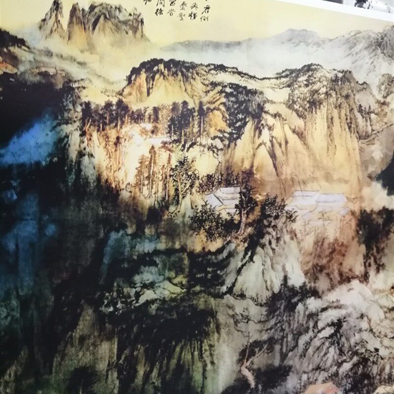 书画大师张大千 庐山图 山水风景国画真迹复厅中堂客制酒店装饰画