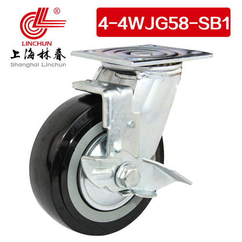 型春4系4寸重林-强度PU边刹万向轮承载260公斤脚轮4-4WJG58高SB1