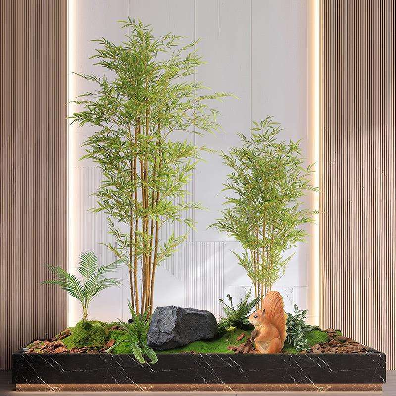 仿真竹子室内装饰假竹子商场酒店餐厅隔断仿真绿植造景植物盆栽