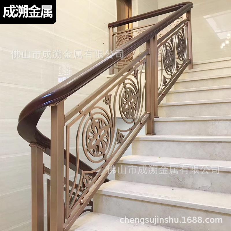 别墅家装室内纯铜浮雕花格中式楼梯护栏工程铜雕铝艺扶手护栏制作