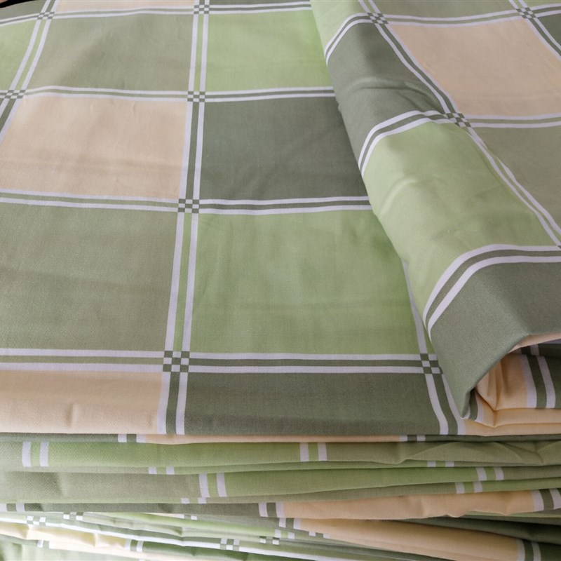 全棉斜纹 单人床单三件套大学生宿舍被罩上下铺校T园黄绿格子单3