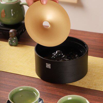 功夫茶洗铜制建水茶洗缸带盖大号高端笔洗水洗水盂茶渣缸茶具配件