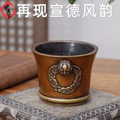 炉天下铜香炉兽耳衔环杯式 炉仿古大明清宣德炉香具室内铜炉