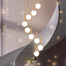 复式 住宅楼梯f长吊灯客厅别墅酒店高层网红旋转简约现代loft楼梯