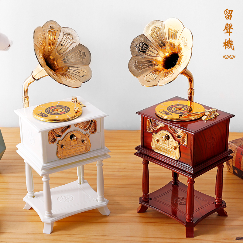 欧式古典立式唱片留声机音乐盒八音盒家居K玄关酒柜办公室创意摆