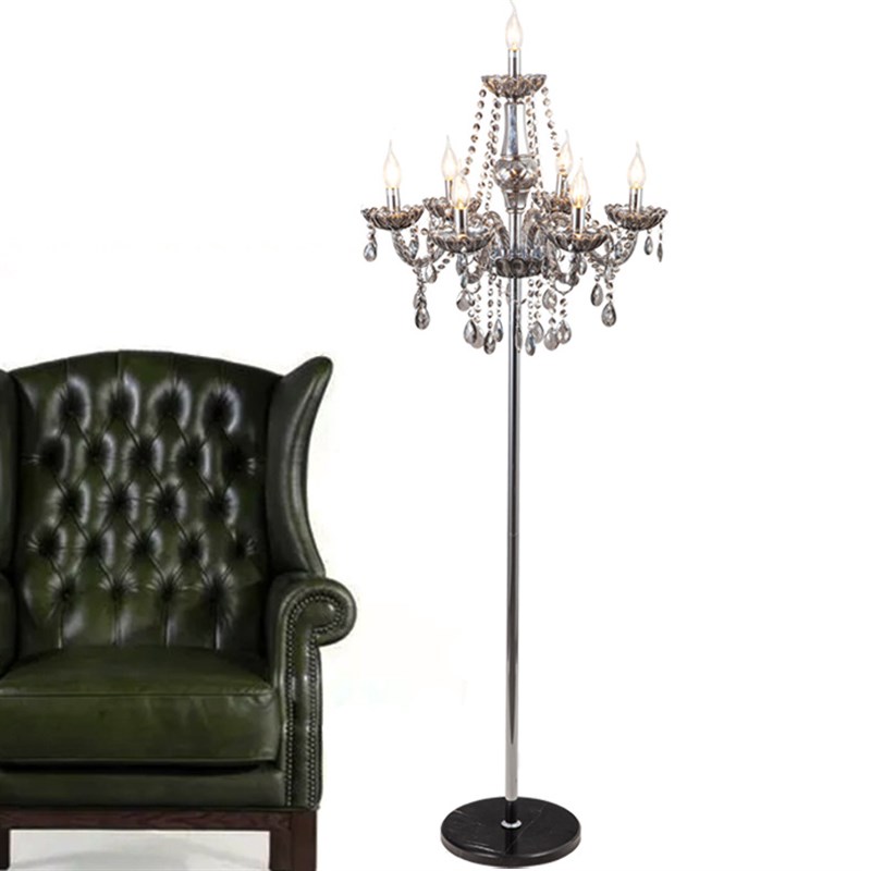 欧式落地灯灰f色水晶玻璃蜡烛灯客厅卧室床头灯创意别墅大厅装饰