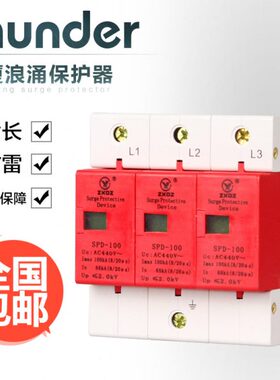 中厦浪涌家用防雷击避雷器开关电涌泳保护器SPD100KA3P3极380vB级