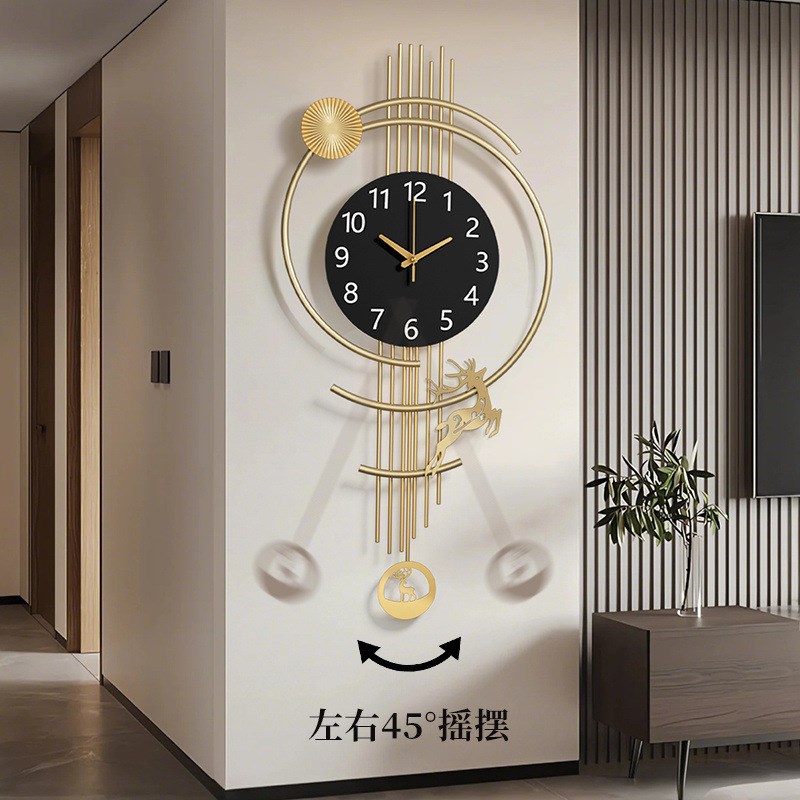 客厅挂钟新款时钟挂墙现代简约J创意大气轻奢家用静音