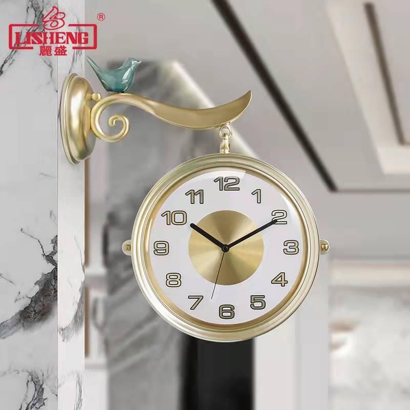 现代轻奢双面挂钟静音客厅两面z北欧时尚大气钟表简约家用挂墙时