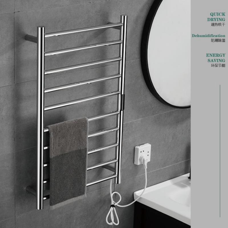 电热毛巾架恒温卫生间烘干浴巾架衣服毛巾杆304不锈钢