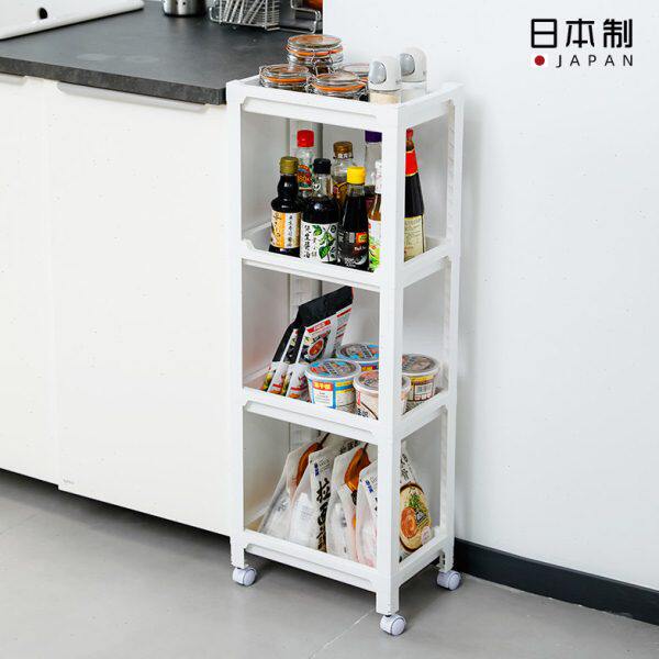 日本进口厨房多层手推车置物架家用夹缝收纳柜零食落地移动菜篮子