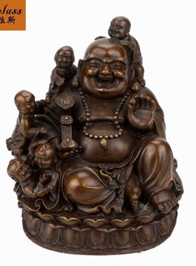 班德拉斯创意铜弥勒佛五子童子摆件家居新婚闺蜜情侣工艺品摆件