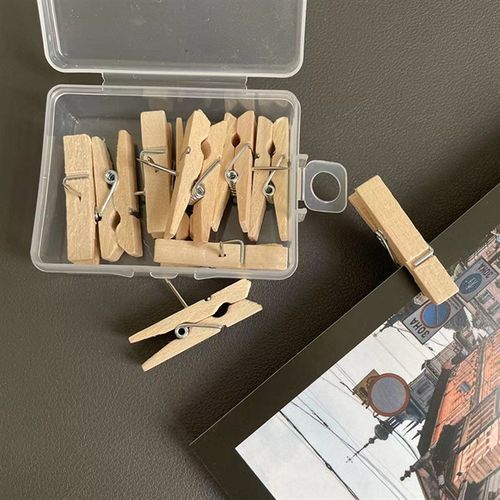 不伤照片的原木小k夹子图钉 一盒10枚可夹塑封照(买毛毡板包邮)