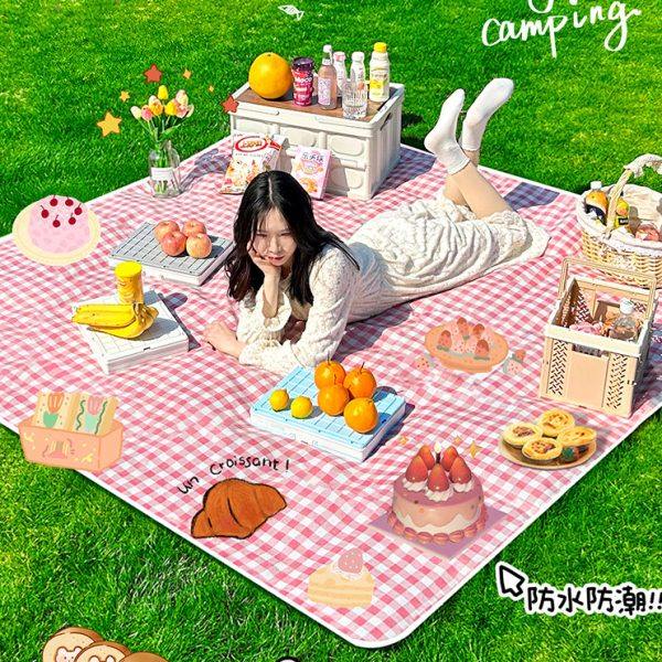野餐垫防潮垫加厚帆布户外草地露营防水便携春游折叠垫子野炊地垫