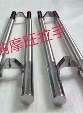 加厚不锈钢玻璃门拉斜现代简把白钢中沙马蹄脚有框门约手38管手脚