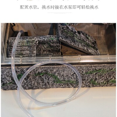 豪华乌龟缸带晒台水龟缸乌龟缸套餐别缸龟缸假山流植真水墅水陆缸