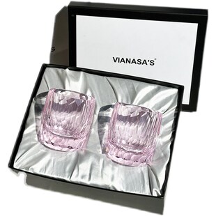 高轻K9水工手晶制作玻璃杯威士忌洋酒杯端奢圆形透明送礼一对礼盒