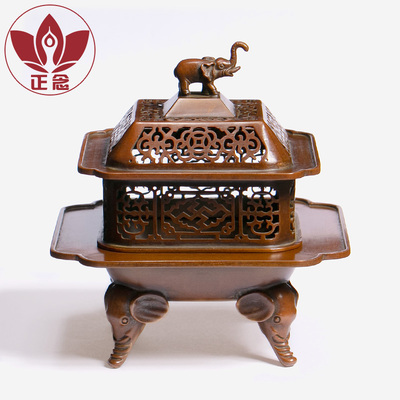 庆松堂苏工铜炉名家胡庆松制太B平有象熏炉复古紫铜炉家用熏香
