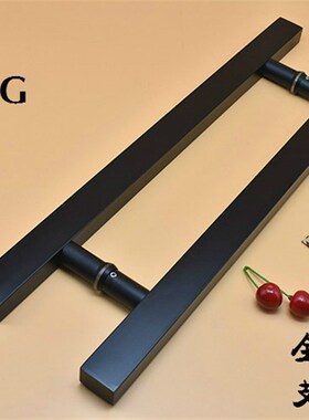 现代简约 加厚不锈钢玻璃门v拉手 方管黑色大门把手 推拉移门木门